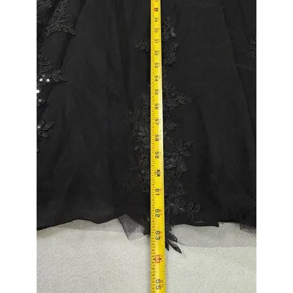 Women’s Black Lace Maxi Dress Size 12 Formal Short Sleeve Drawstring Prom NWOT - Picture 9 of 16
